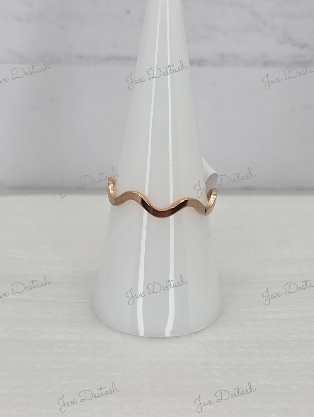 Stainless Steel Rose Gold Wavy Band Ring